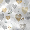 Printed Double Gauze LOVEGETAL White / Gray